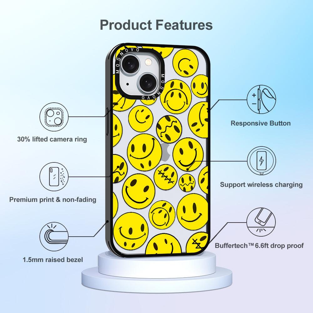 Smiley Face Phone Case - iPhone 15 Case - MOSNOVO