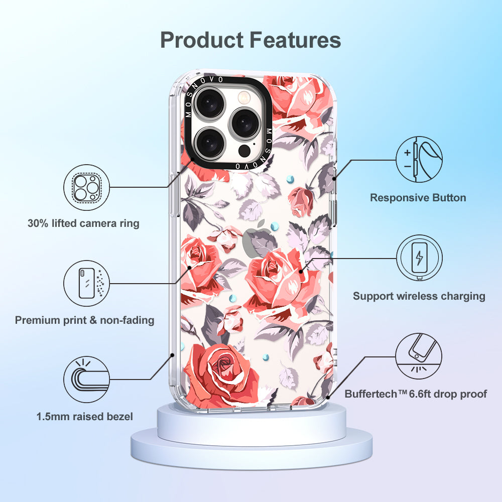 Retro Flower Roses Phone Case - iPhone 15 Pro Max Case - MOSNOVO