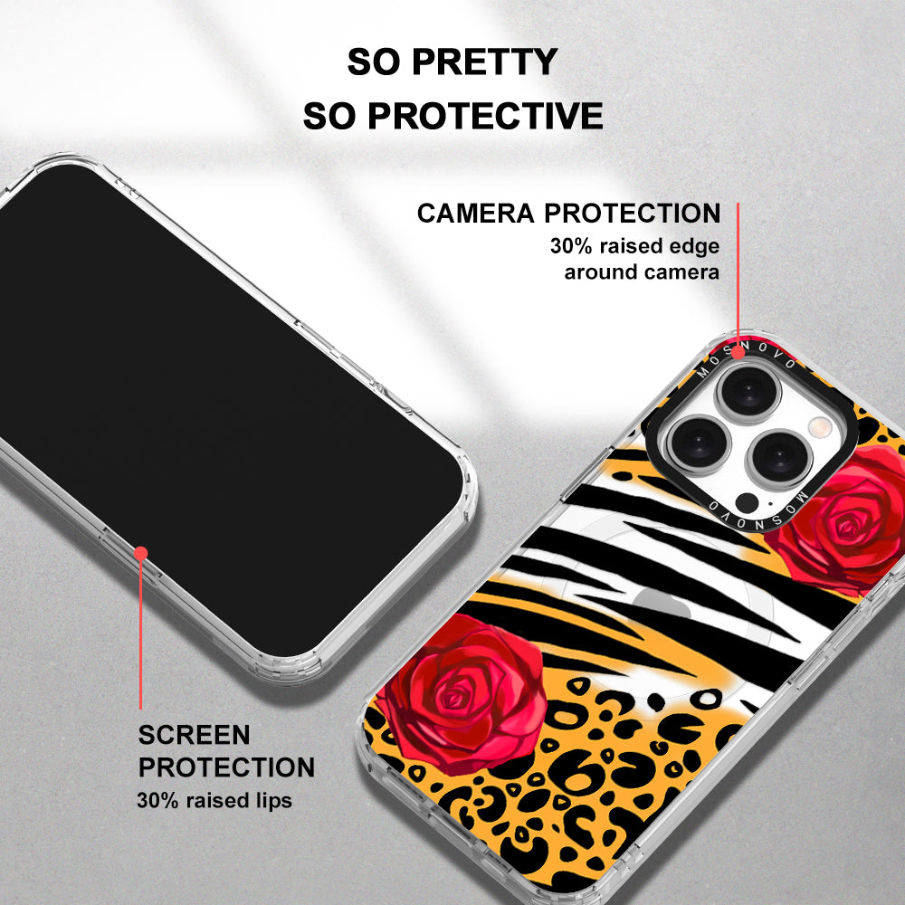 Wild Floral Leopard Phone Case - iPhone 15 Pro Case - MOSNOVO