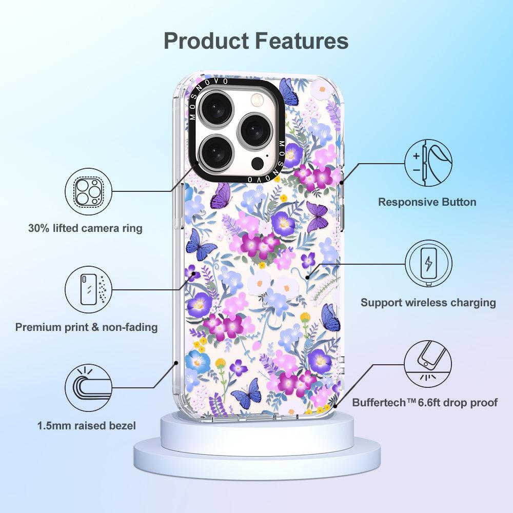 Purple Peri Nemophila Flower Phone Case - iPhone 15 Pro Case - MOSNOVO