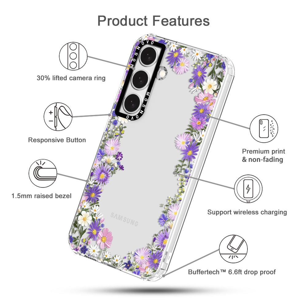 Purple Daisy Garden Phone Case - Samsung Galaxy S24 Plus Case - MOSNOVO