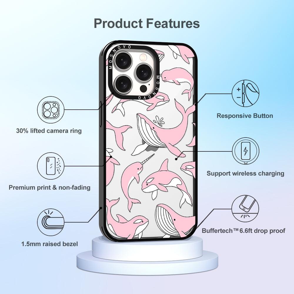 Pink Whales Phone Case - iPhone 15 Pro Max Case - MOSNOVO