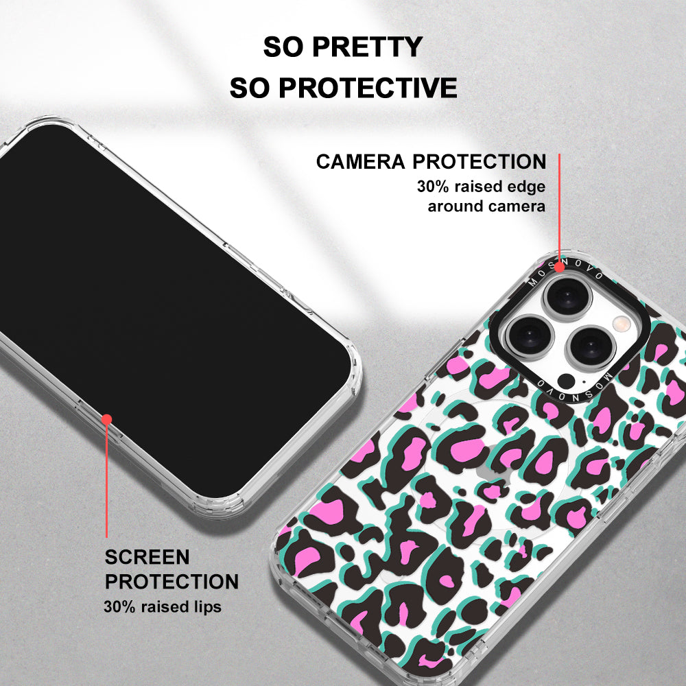 Hot Pink Leopard Print Phone Case - iPhone 15 Pro Case - MOSNOVO