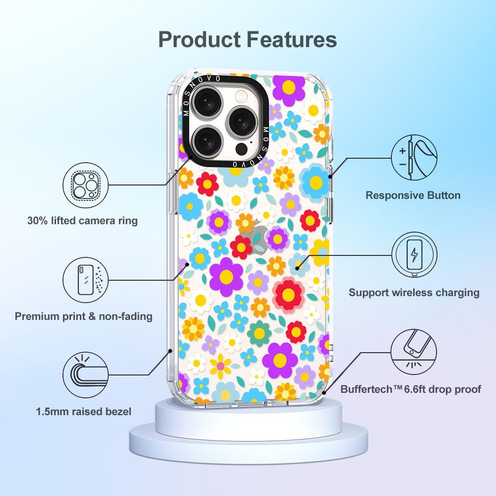 Retro Flower Phone Case - iPhone 15 Pro Max Case - MOSNOVO