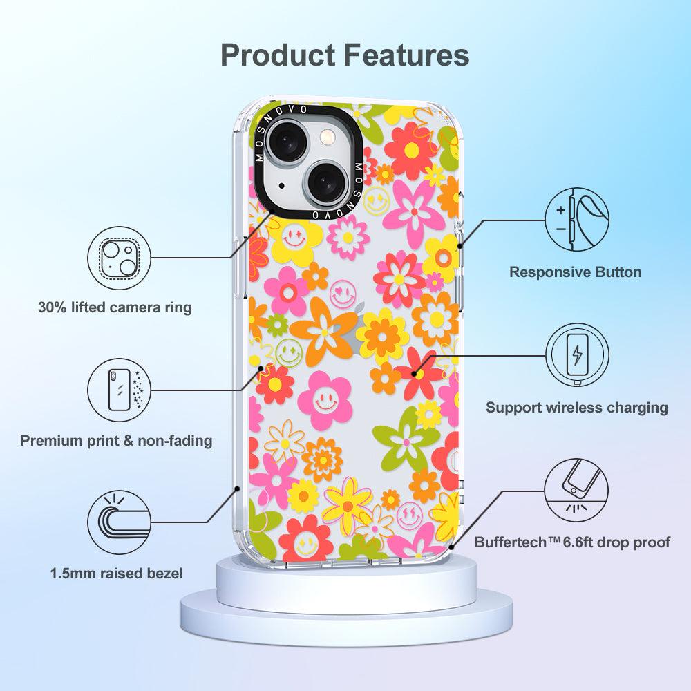 70's Groovy Floral Phone Case - iPhone 15 Case - MOSNOVO