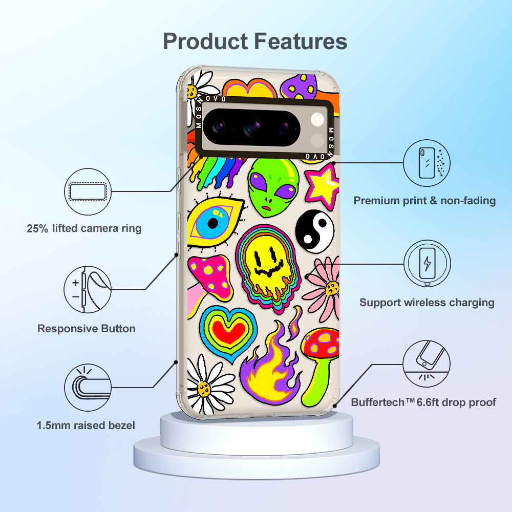 Hippie Rainbow Face Love Phone Case - Google Pixel 8 Pro Case - MOSNOVO