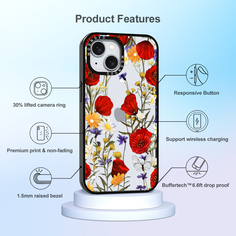 Poppy Floral Phone Case - iPhone 15 Plus Case - MOSNOVO