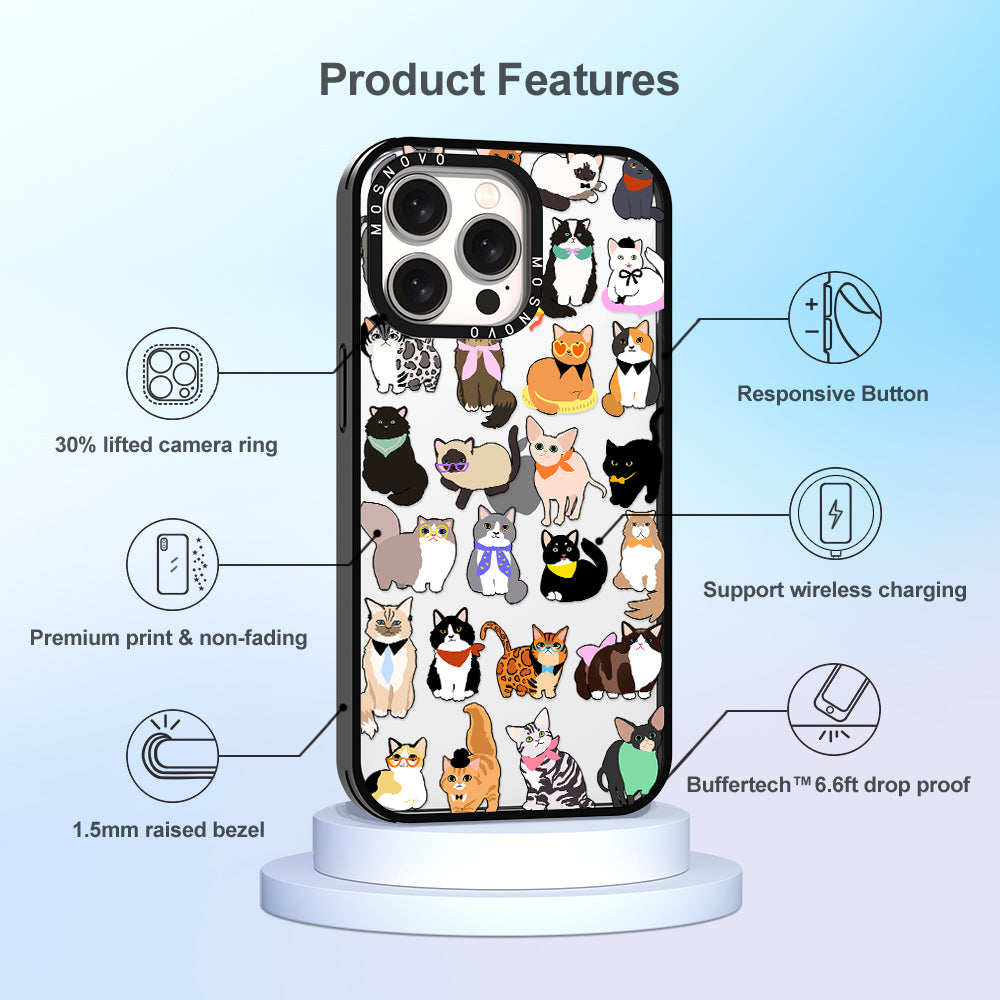 Cute Cat Phone Case - iPhone 15 Pro Max Case - MOSNOVO