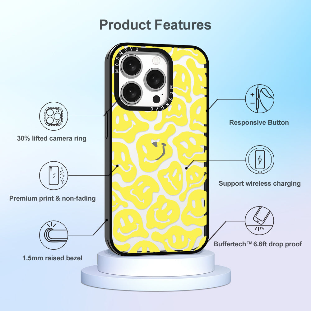 Melted Yellow Smiles Face Phone Case - iPhone 15 Pro Case - MOSNOVO