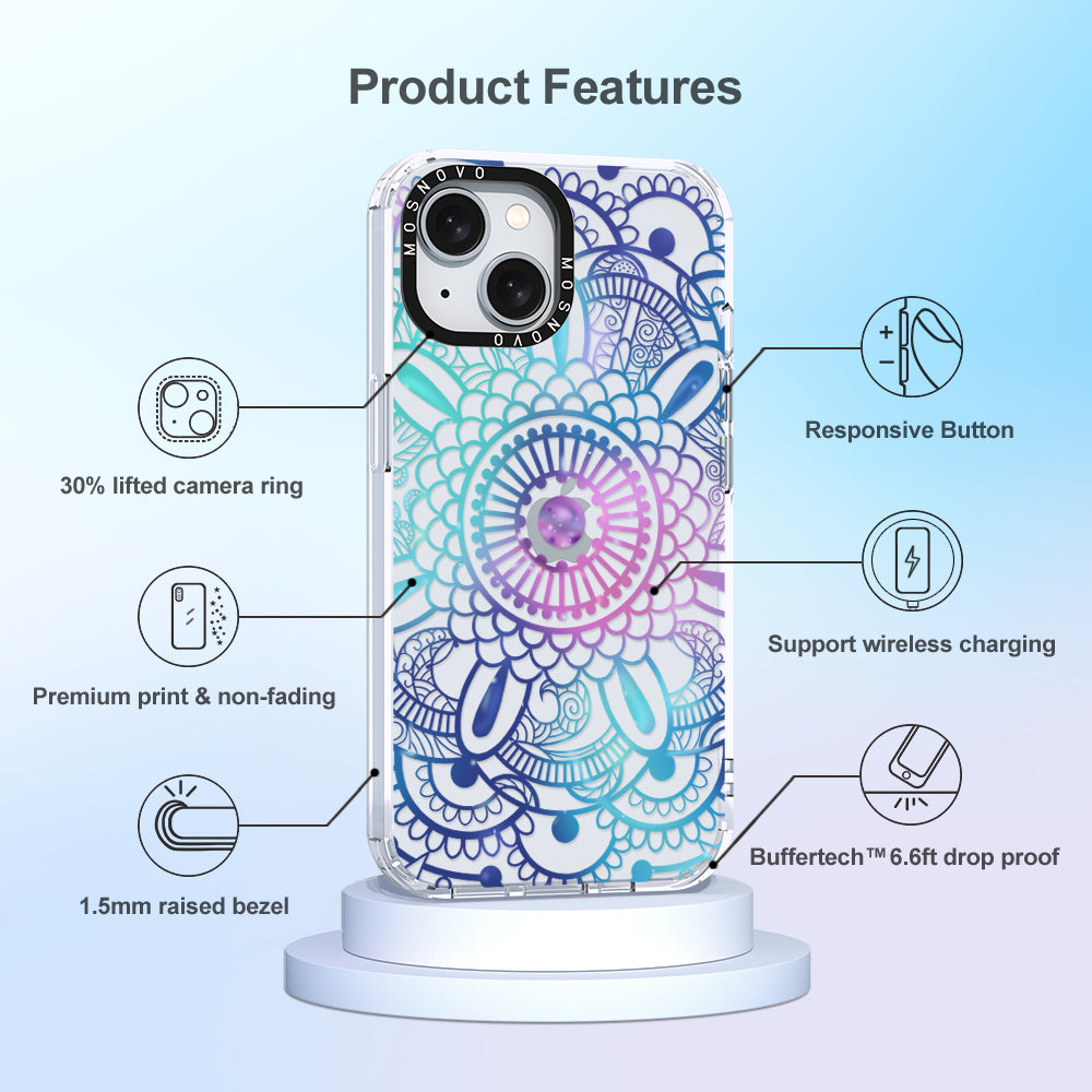 Violet Blue Mandala Phone Case - iPhone 15 Case - MOSNOVO