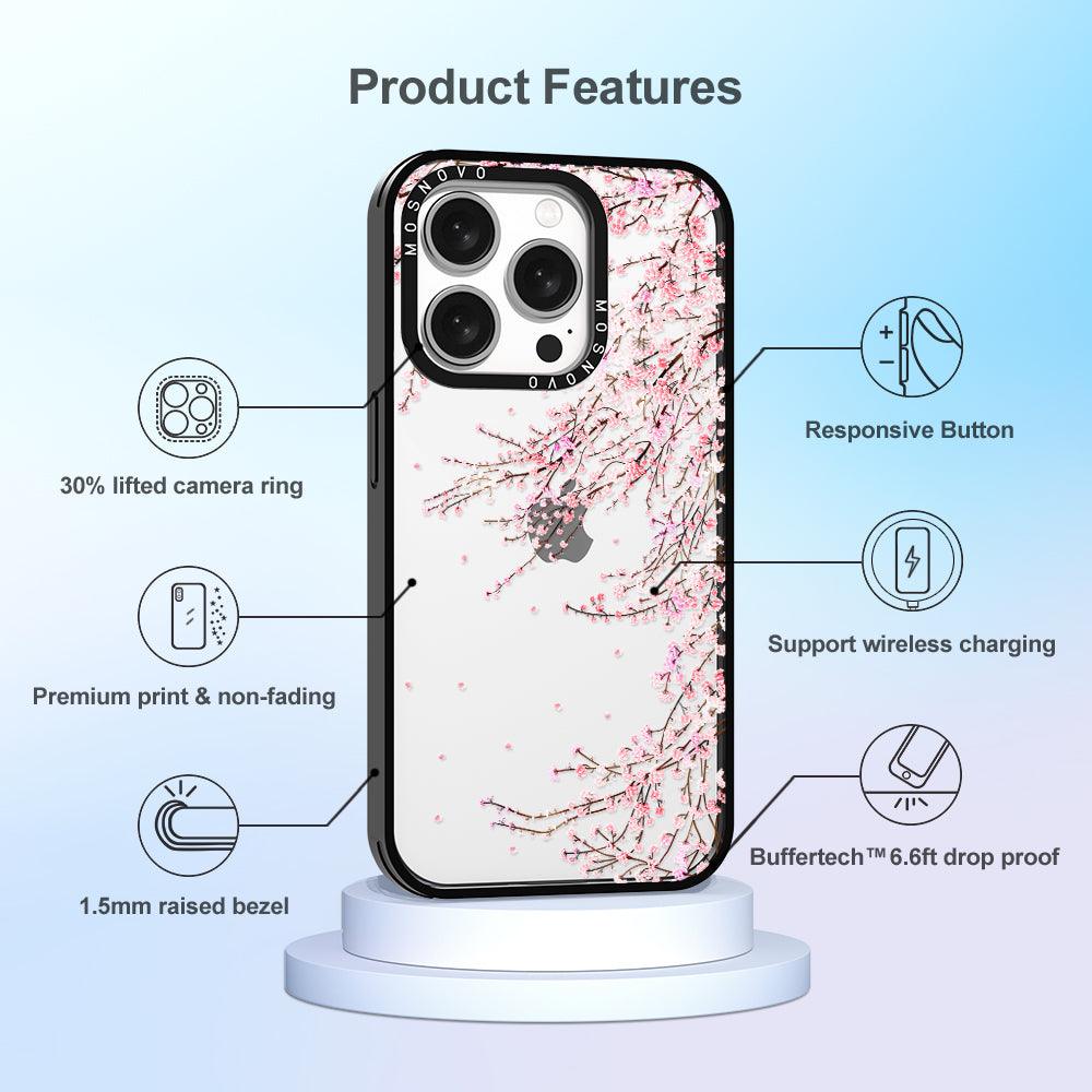 Cherry Blossom Phone Case - iPhone 15 Pro Case Black