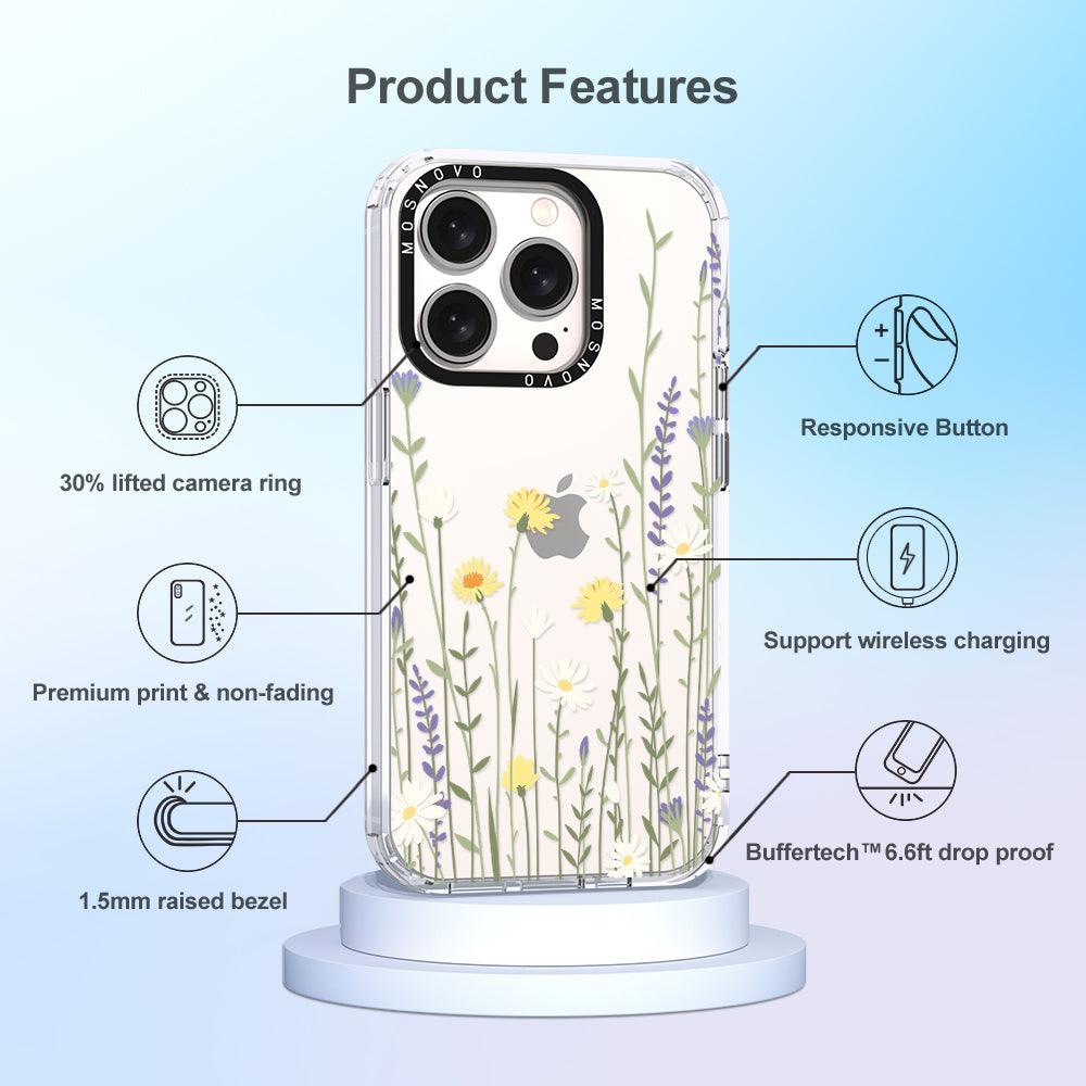 Wild Meadow Floral Phone Case - iPhone 15 Pro Case - MOSNOVO