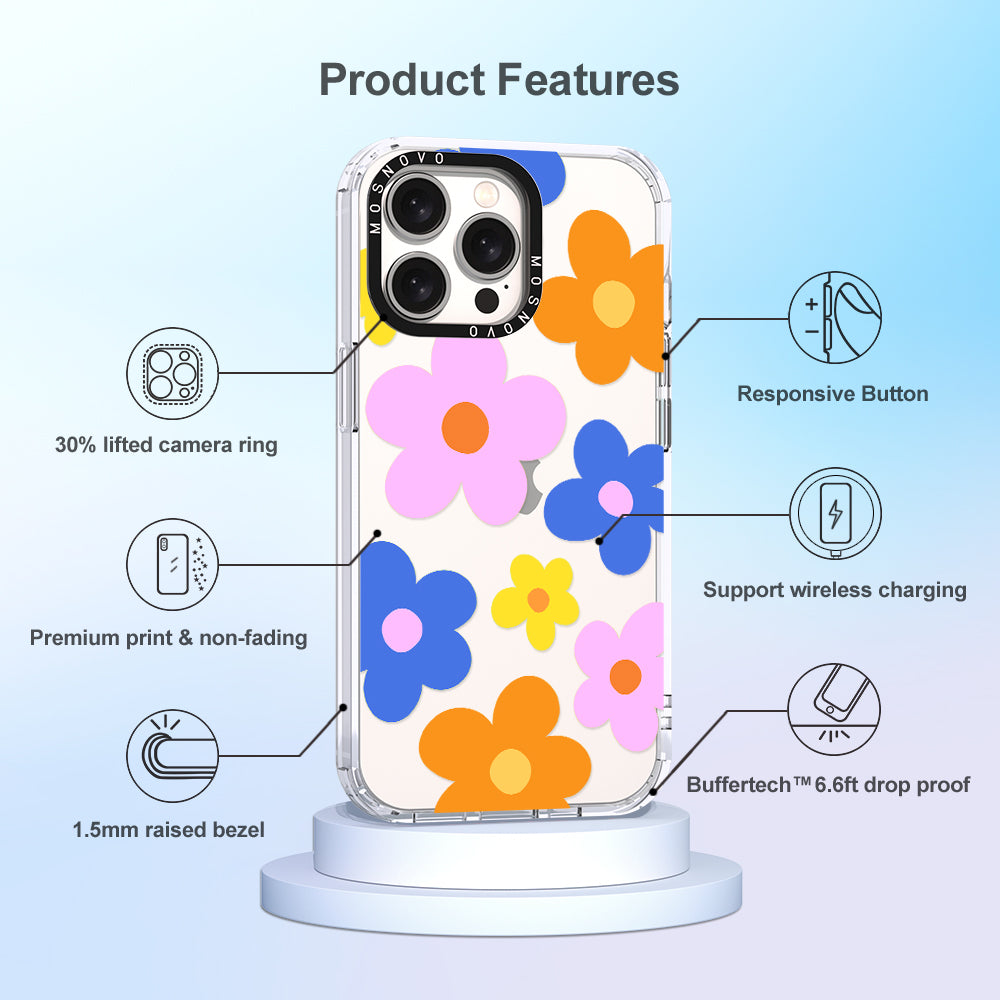 60's Groovy Flower Phone Case - iPhone 15 Pro Max Case - MOSNOVO