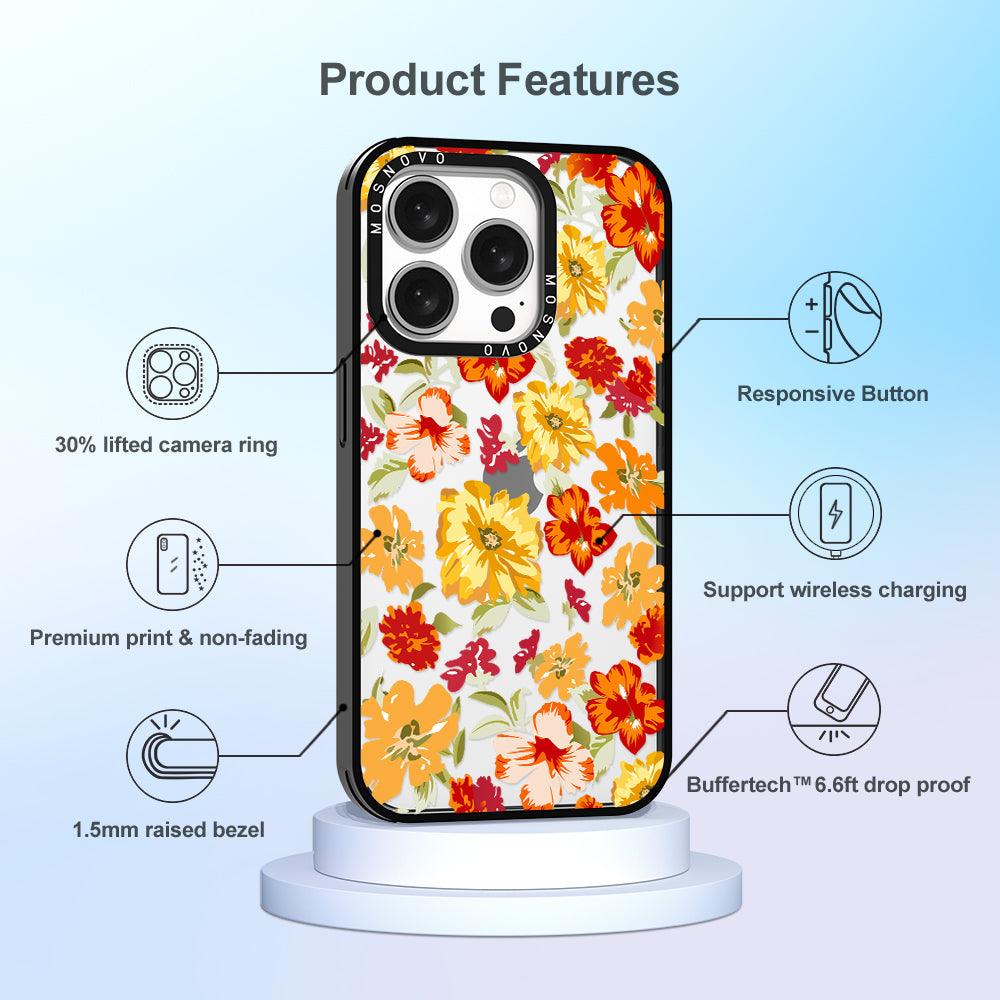 70s Boho Yellow Flower Phone Case - iPhone 15 Pro Case - MOSNOVO