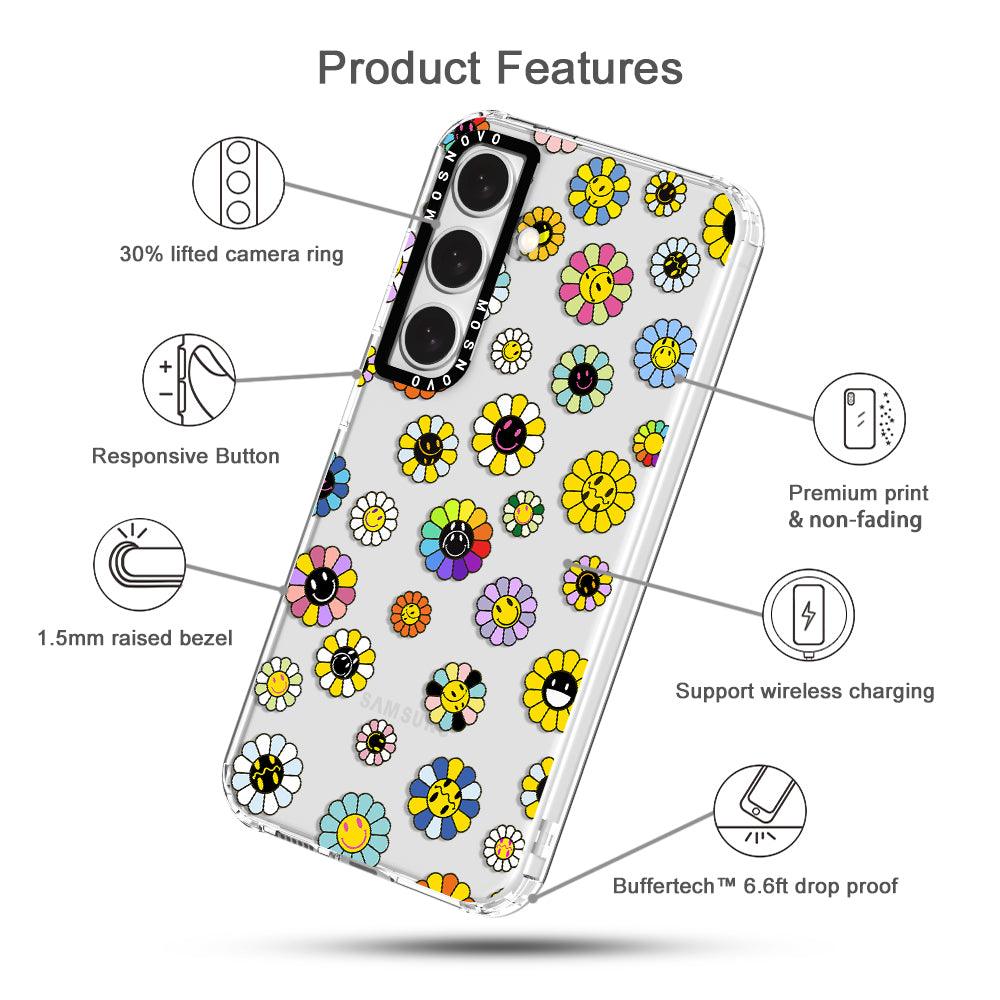 Flower Smiley Face Phone Case - Samsung Galaxy S24 Plus Case - MOSNOVO