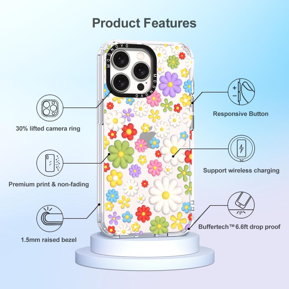 3D Flowers Phone Case - iPhone 15 Pro Max Case - MOSNOVO