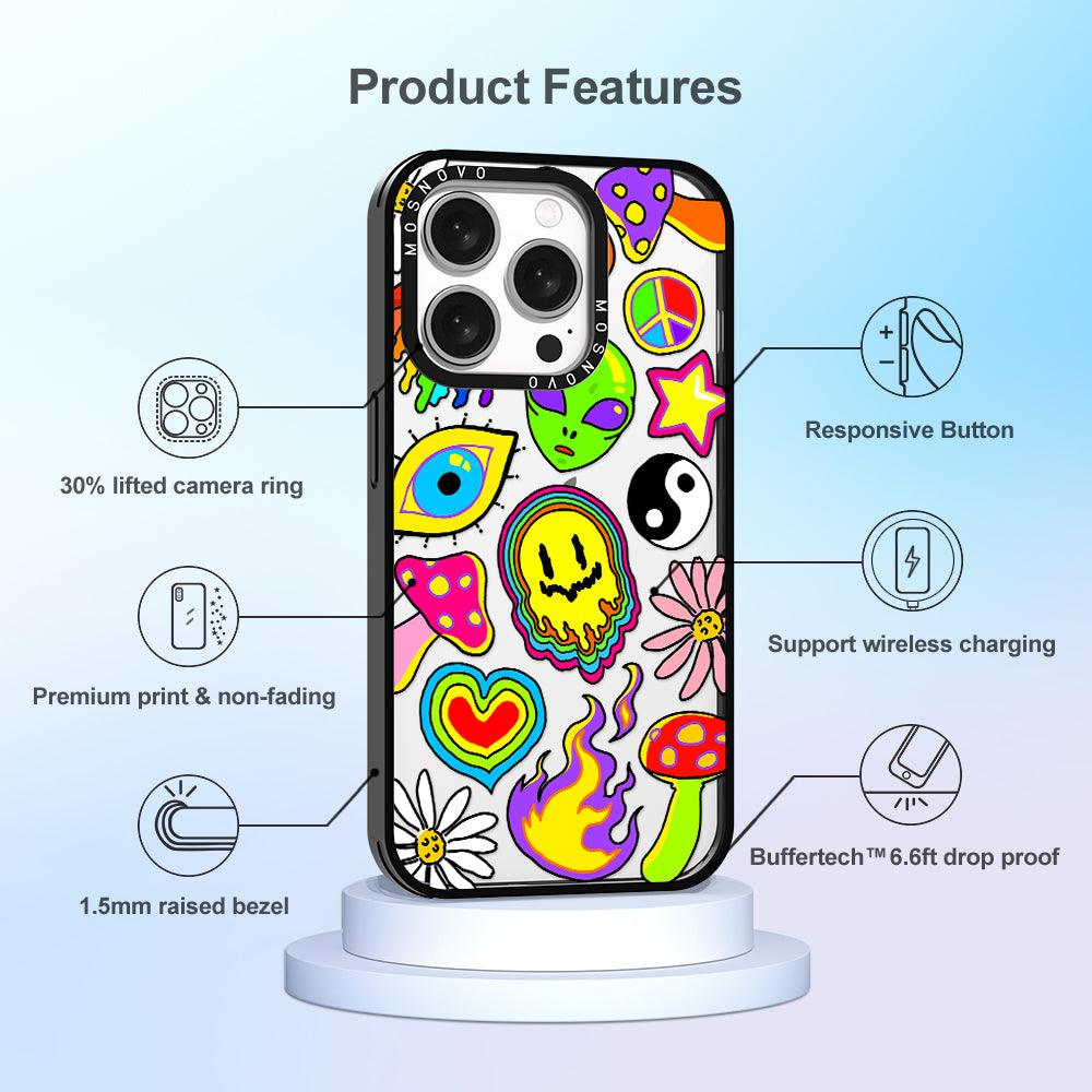 Hippie Rainbow Face Love Phone Case - iPhone 15 Pro Case - MOSNOVO