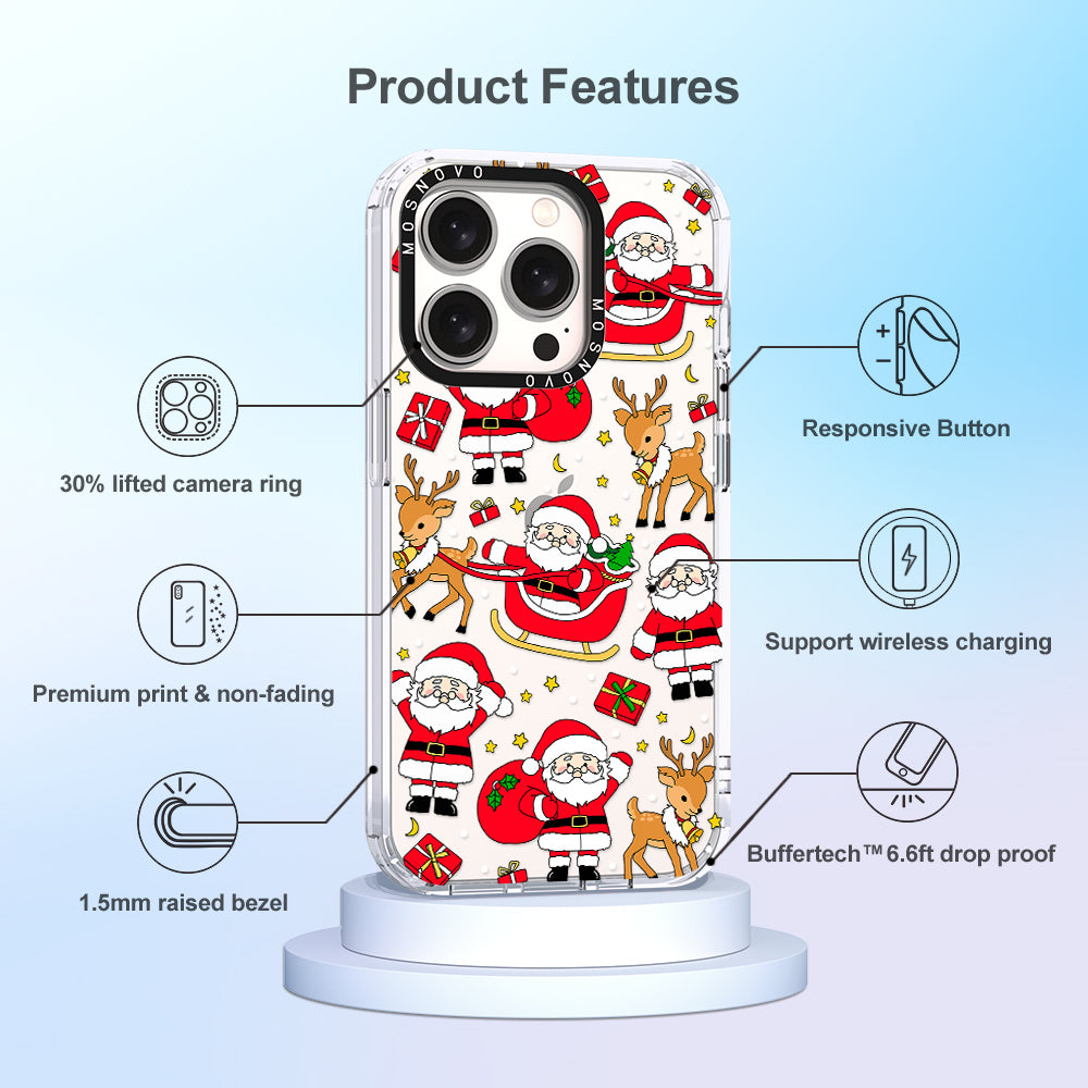 Cute Santa Claus Deer Phone Case - iPhone 15 Pro Case - MOSNOVO