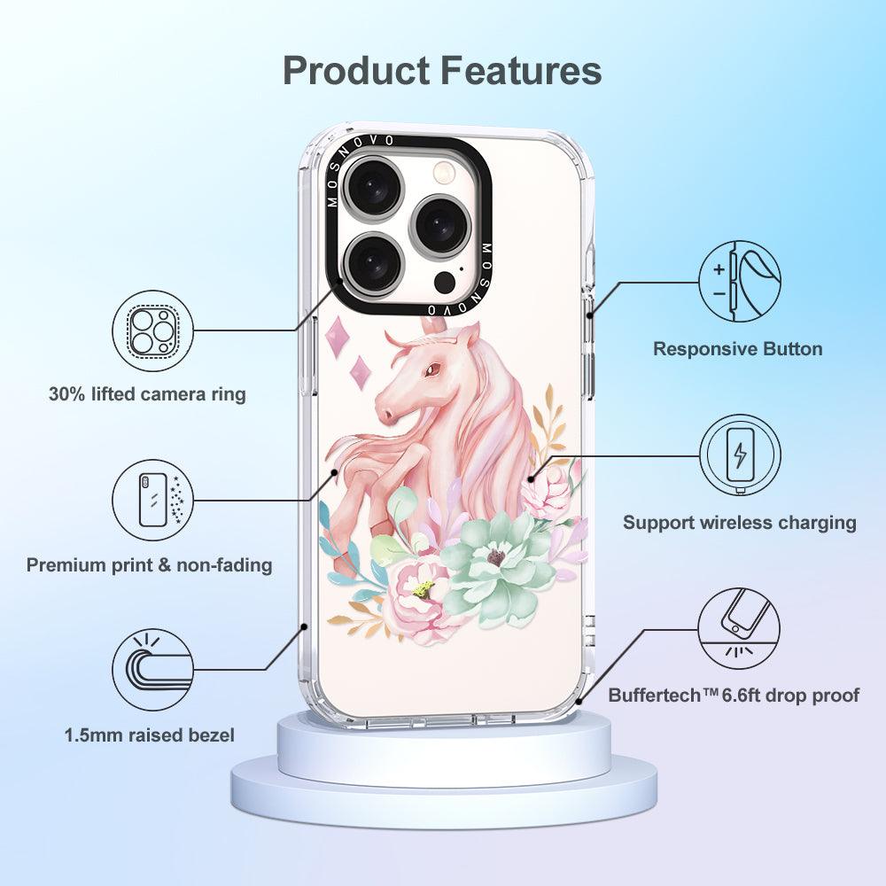 Elegant Flowers Unicorn Phone Case - iPhone 15 Pro Case - MOSNOVO