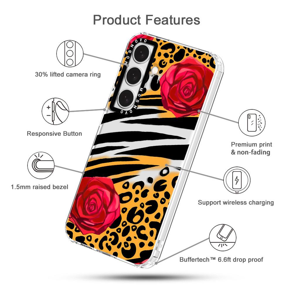 Wild Floral Leopard Phone Case - Samsung Galaxy S24 Case - MOSNOVO