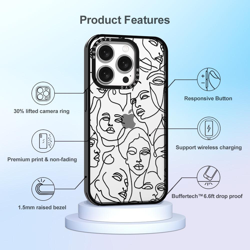 Abstract Face Line Art Phone Case - iPhone 15 Pro Case - MOSNOVO