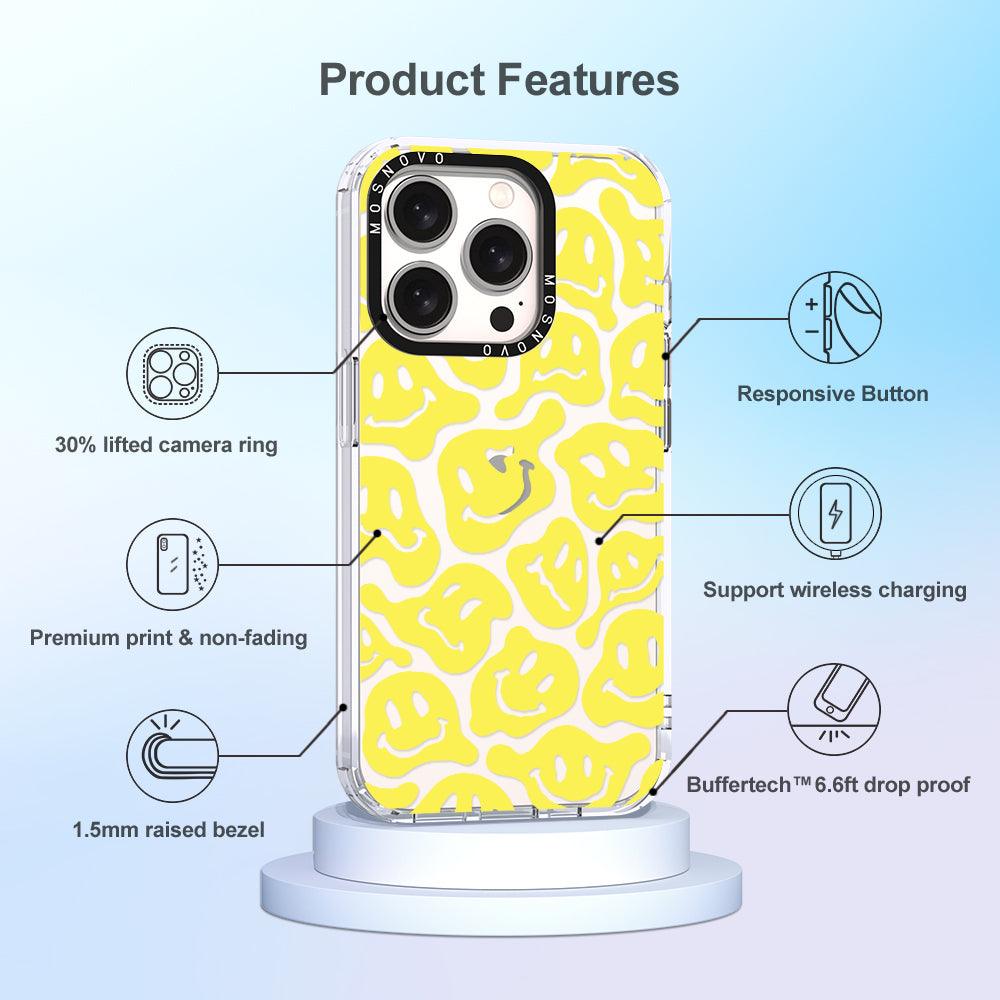 Melted Yellow Smiles Face Phone Case - iPhone 15 Pro Case - MOSNOVO