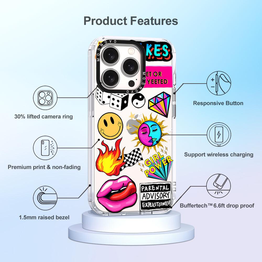 Funky Stickers Phone Case - iPhone 15 Pro Case - MOSNOVO