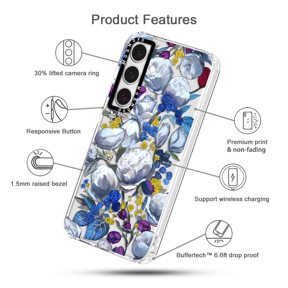 Purple Blue Floral Phone Case - Samsung Galaxy S24 Case - MOSNOVO