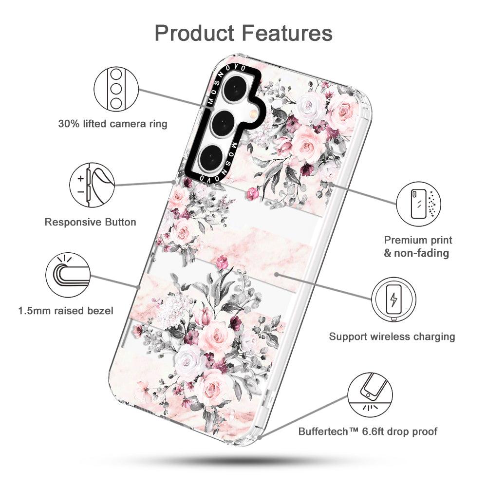 Pink Flower Marble Phone Case - Samsung Galaxy S23 FE Case