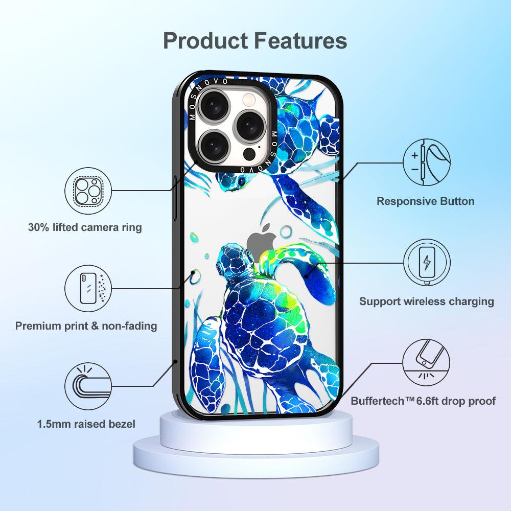 Blue Sea Turtle Phone Case - iPhone 15 Pro Max Case - MOSNOVO