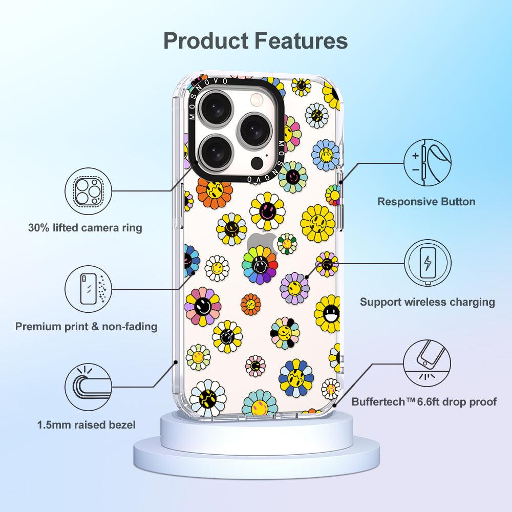 Flower Smiley Face Phone Case - iPhone 15 Pro Case - MOSNOVO