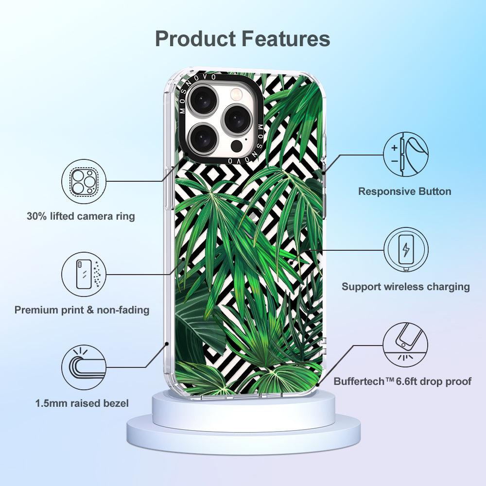 Areca Palm Pattern Phone Case - iPhone 15 Pro Max Case - MOSNOVO