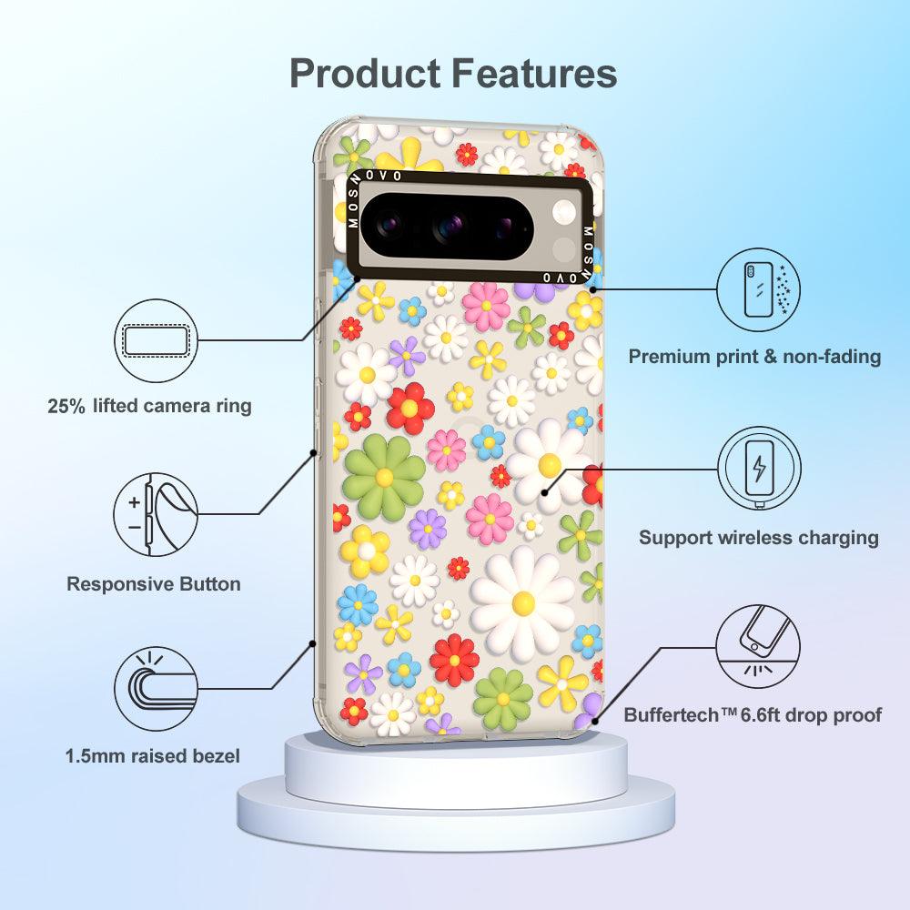 3D Flowers Phone Case - Google Pixel 8 Pro Case - MOSNOVO