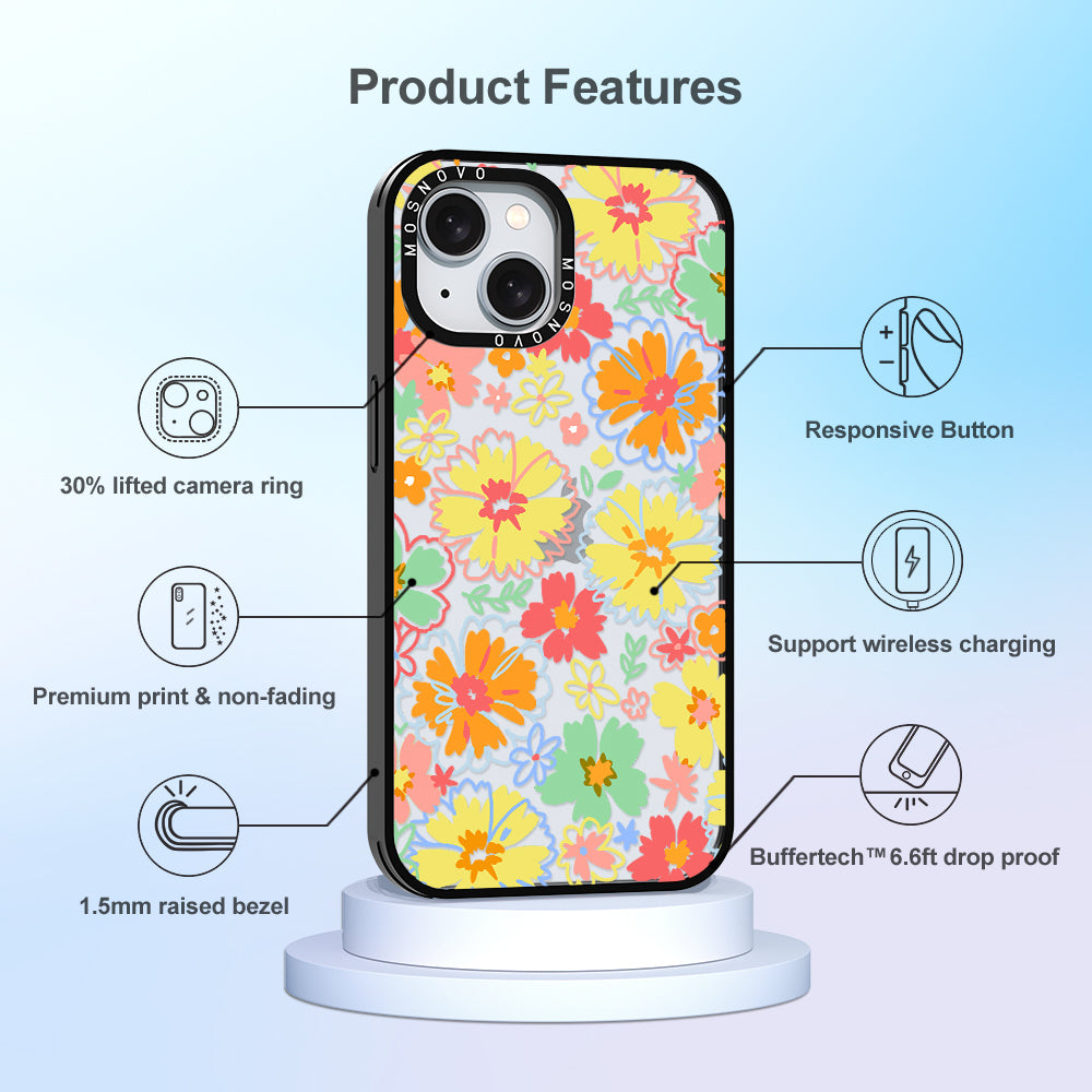 Retro Boho Hippie Flowers Phone Case - iPhone 15 Plus Case - MOSNOVO