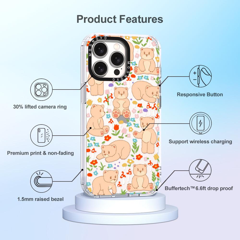 Cute Bear Phone Case - iPhone 15 Pro Max Case - MOSNOVO