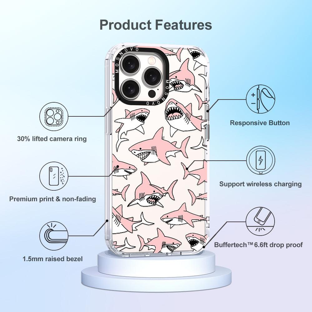 Pink Shark Phone Case - iPhone 15 Pro Max Case - MOSNOVO