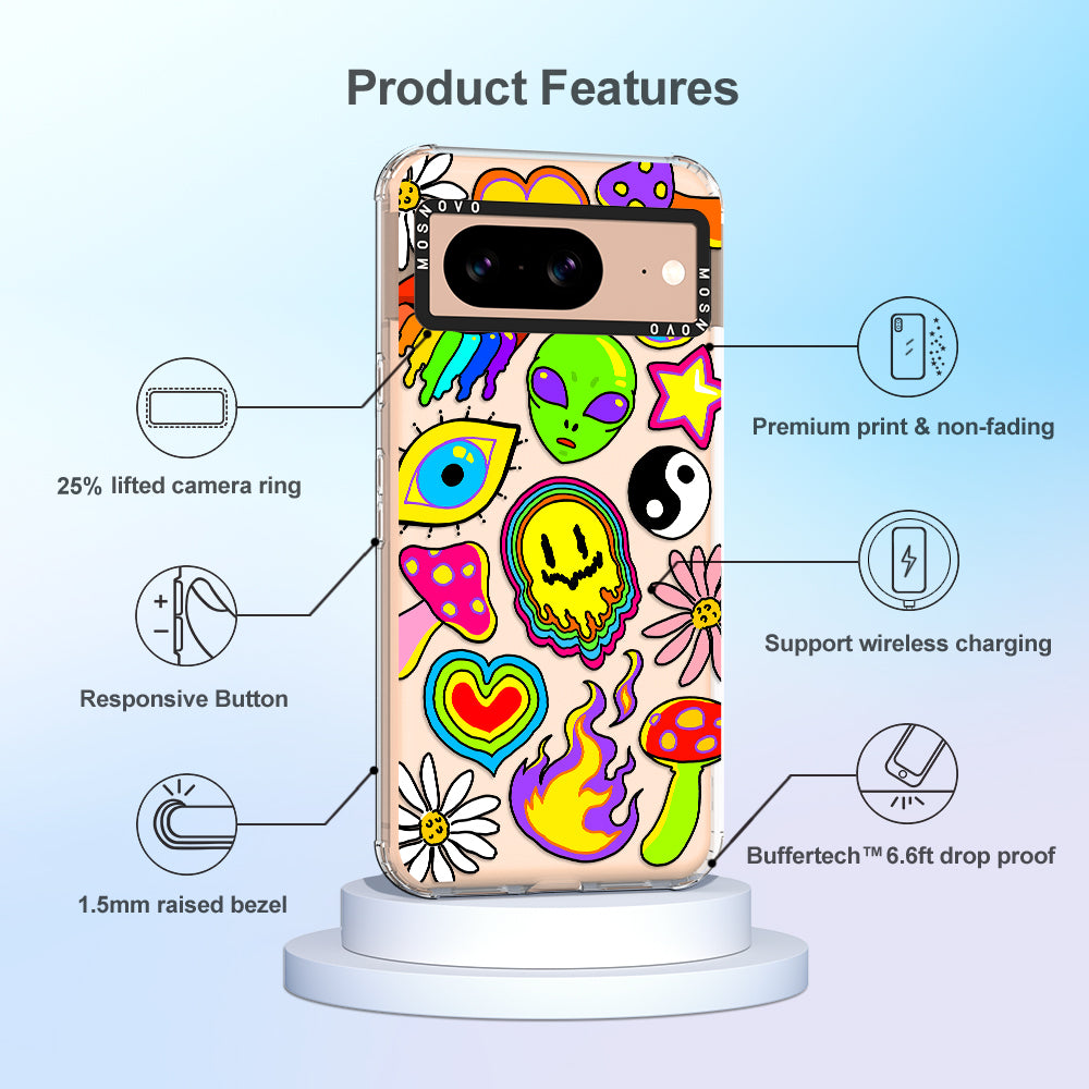 Hippie Rainbow Face Love Phone Case - Google Pixel 8 Case - MOSNOVO