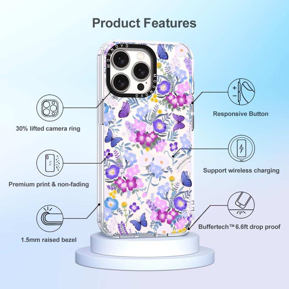 Purple Peri Nemophila Flower Phone Case - iPhone 15 Pro Max Case - MOSNOVO