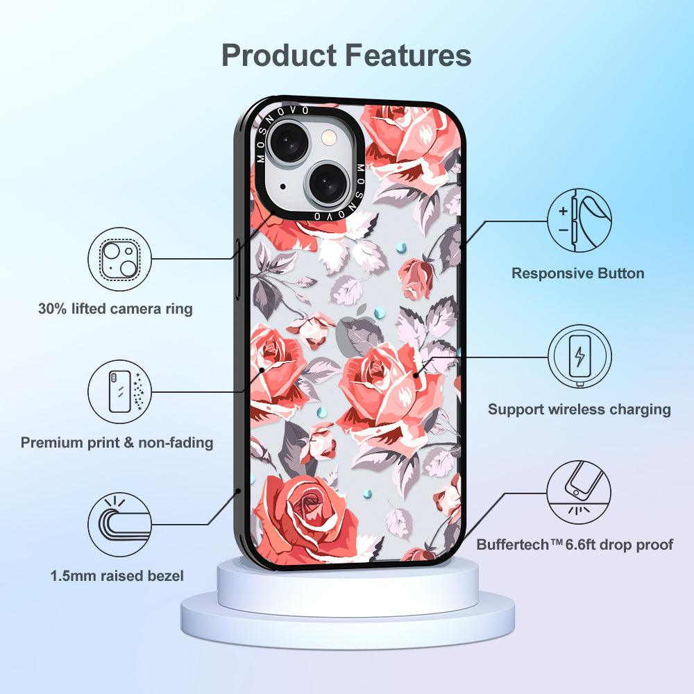 Retro Flower Roses Phone Case - iPhone 15 Plus Case - MOSNOVO