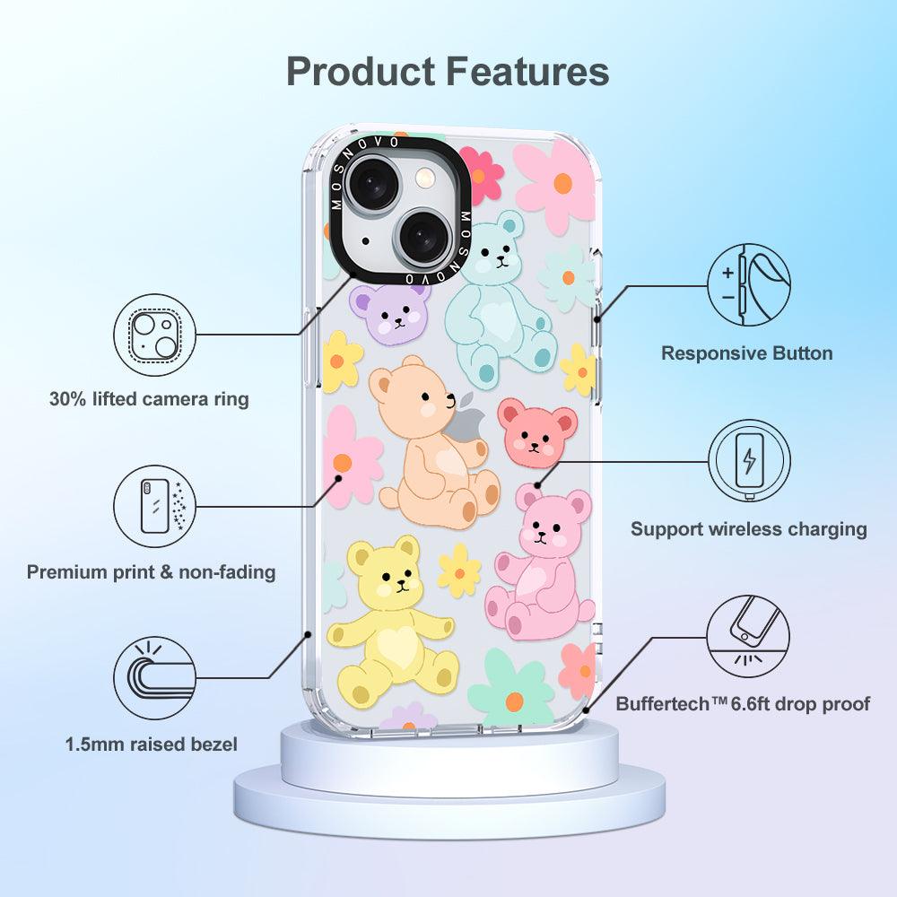 Cute Teddy Bear Phone Case - iPhone 15 Plus Case - MOSNOVO