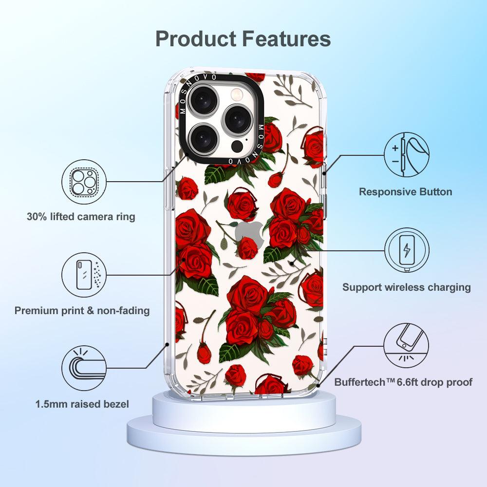 Simply Red Roses Phone Case - iPhone 15 Pro Max Case - MOSNOVO