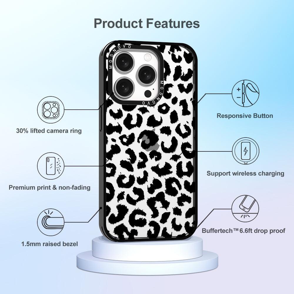 Black Leopard Phone Case - iPhone 15 Pro Case - MOSNOVO