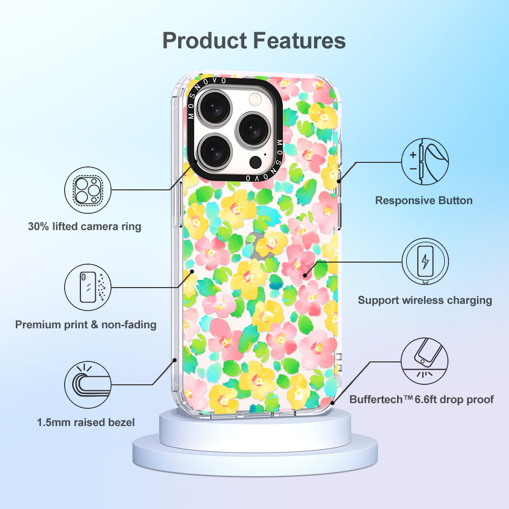 Floral Print Phone Case - iPhone 15 Pro Case - MOSNOVO