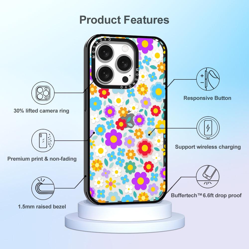 Retro Flower Phone Case - iPhone 15 Pro Case - MOSNOVO