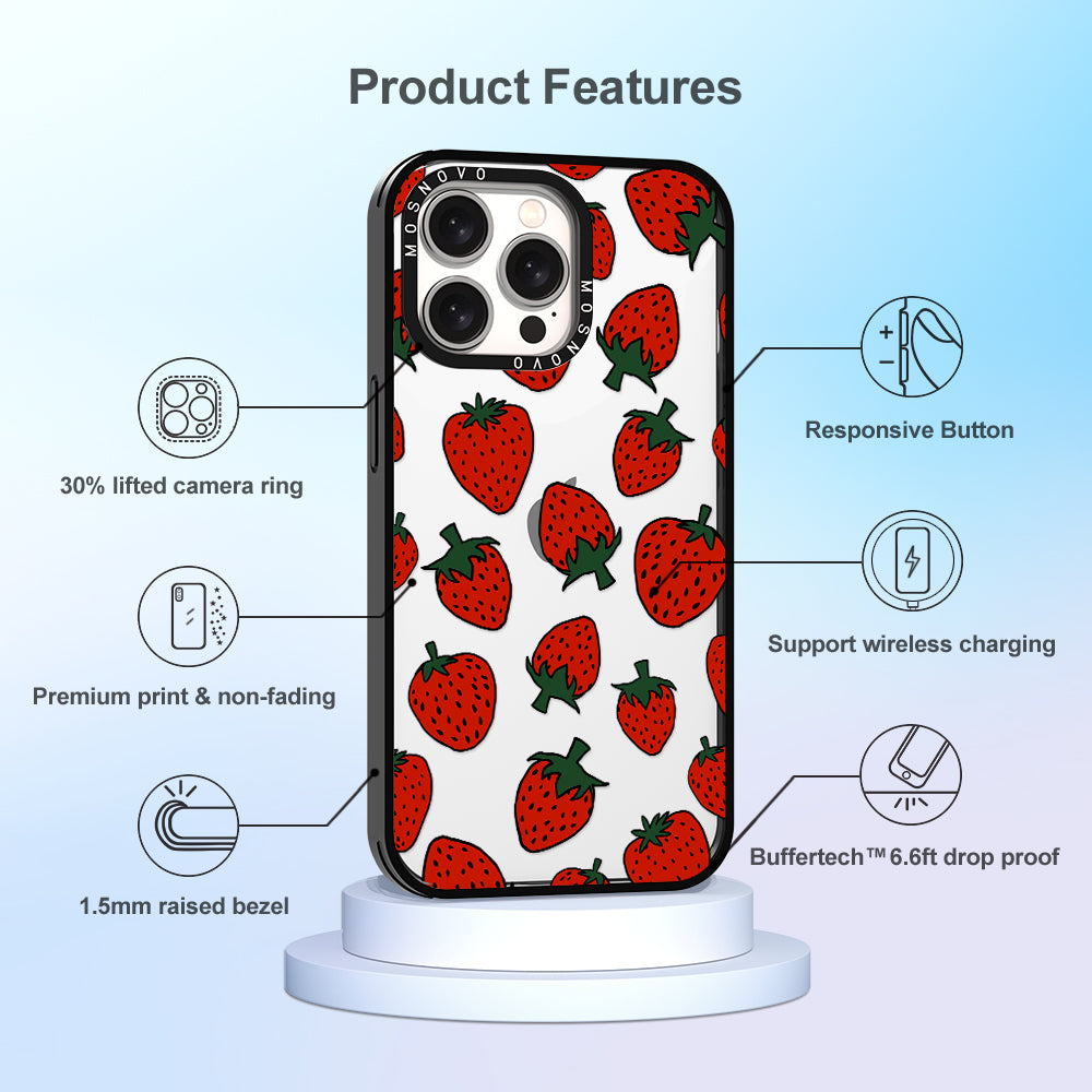 Red Strawberry Phone Case - iPhone 15 Pro Max Case - MOSNOVO