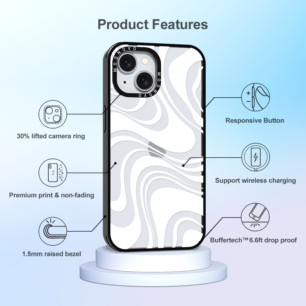 White Swirl Phone Case - iPhone 15 Plus Case - MOSNOVO