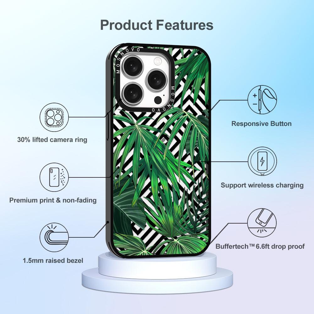 Areca Palm Pattern Phone Case - iPhone 15 Pro Case - MOSNOVO