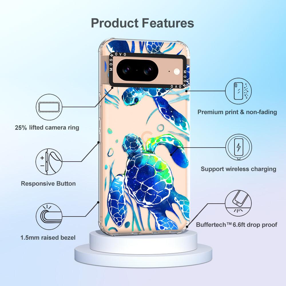 Blue Sea Turtle Phone Case - Google Pixel 8 Case - MOSNOVO