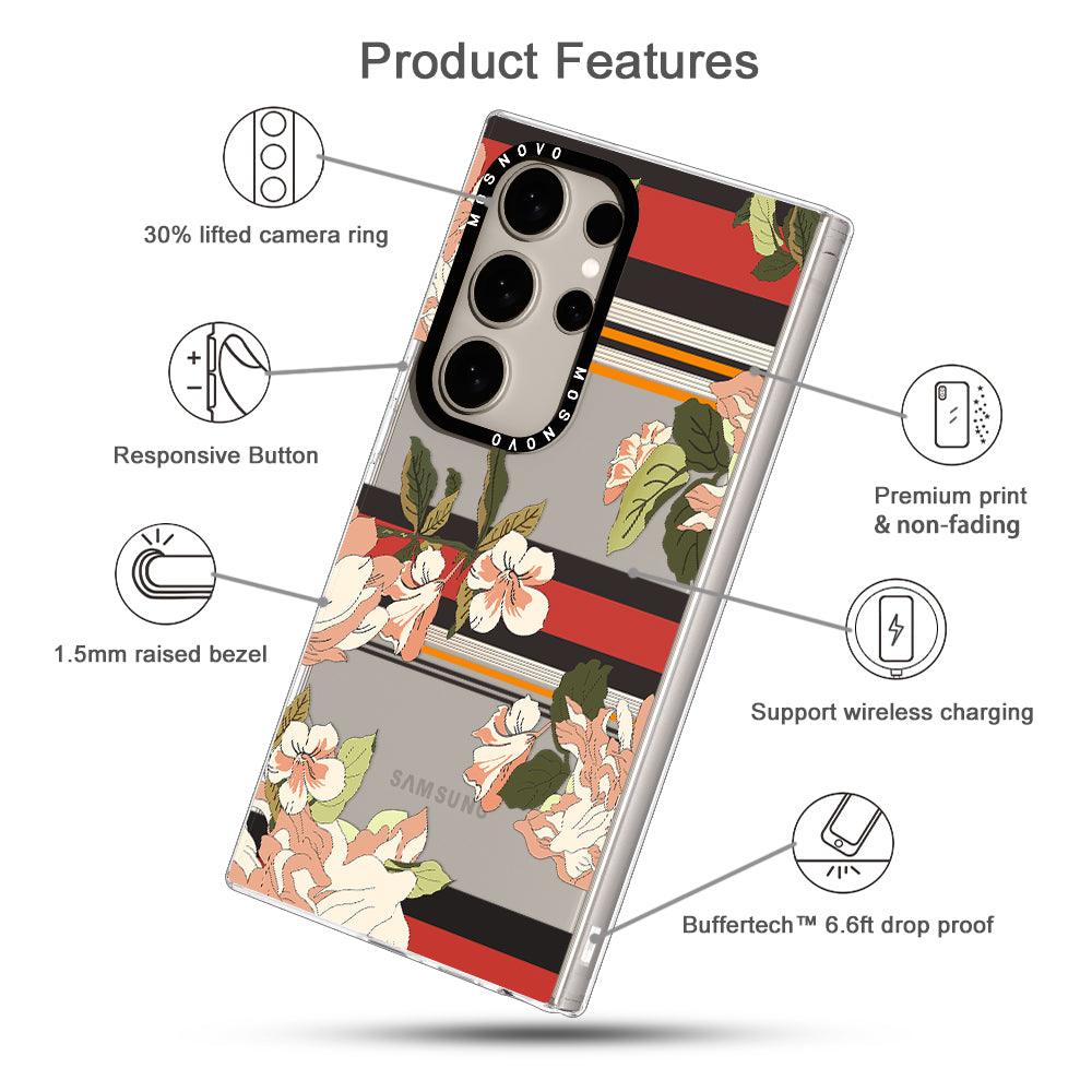 Classic Stripes Floral Phone Case - Samsung Galaxy S24 Ultra Case - MOSNOVO