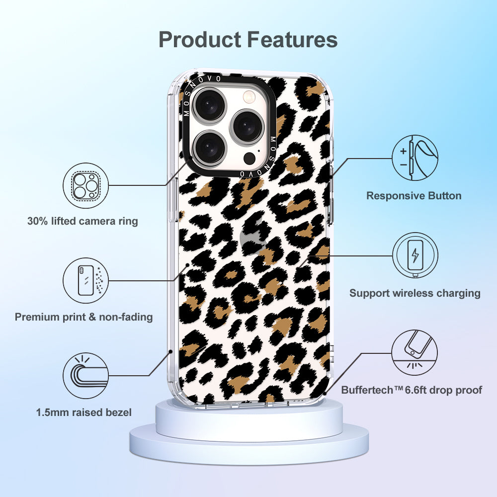 Leopard Print Phone Case - iPhone 15 Pro Case - MOSNOVO